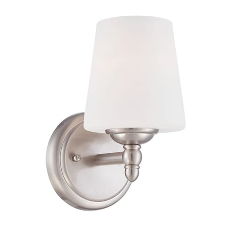 Designers Fountain Darcy 5.25in 1-Light Brushed Nickel Transitional Indoor Wall Sconce with White Opal Glass Shade 15006-1B-35